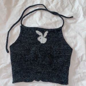 Fuzzy Halter Playboy Top